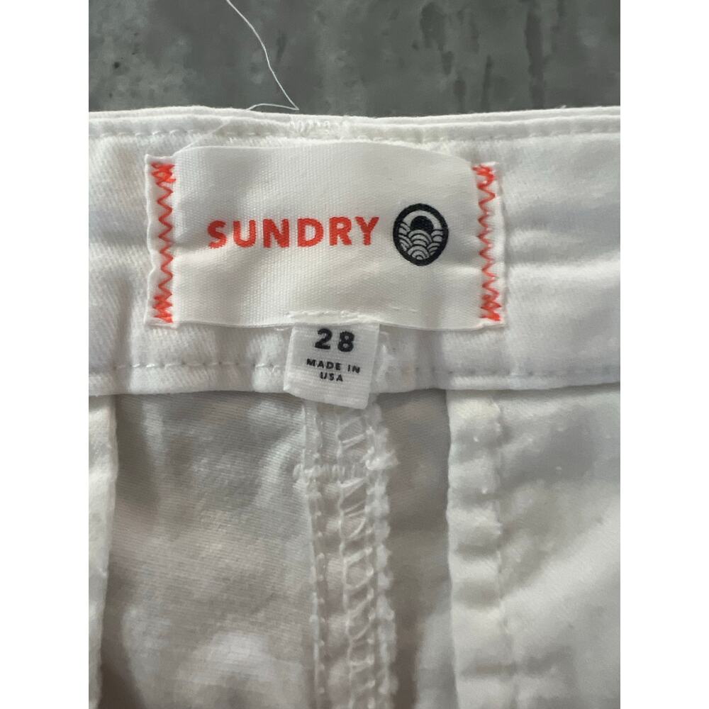 Sundry White Trouser Shorts Side Stripes Woman Size 28 Preppy Cut Offs Yacht - Picture 5 of 10